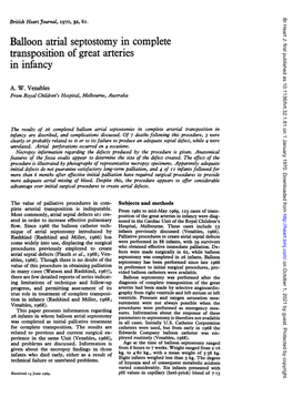 Balloon Atrial Septostomy in Complete Transposition of Great Arteries in Infancy