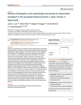 Transport in the Proximal Tubule[Version 1; Peer Review: 2