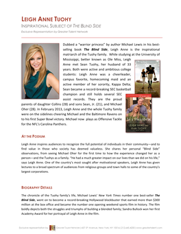 Leigh Anne Tuohy Inspirational Subject of the Blind Side