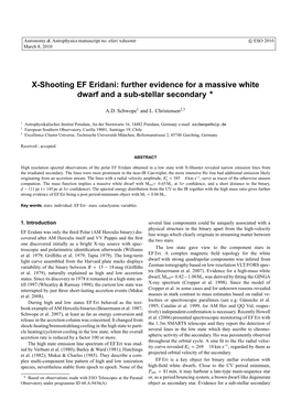 X-Shooting EF Eridani: Further Evidence for a Massive White Dwarf and a Sub-Stellar Secondary ⋆