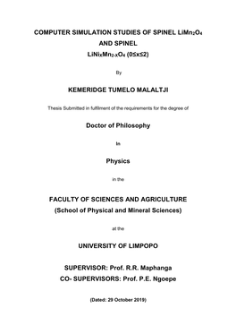 COMPUTER SIMULATION STUDIES of ... -.:University of Limpopo