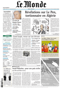 LE MONDE/PAGES<UNE>