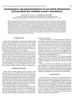 Stratigraphy and Biostratigraphy of an Upper Cretaceous Outlier Near Roy, Harding County, New Mexico