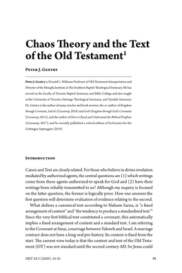 Chaos Theory and the Text of the Old Testament1 Peter J