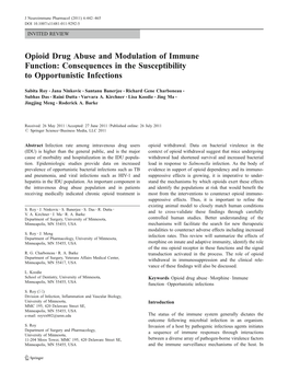 Opioid Drug Abuse and Modulation of Immune Function: Consequences in the Susceptibility to Opportunistic Infections