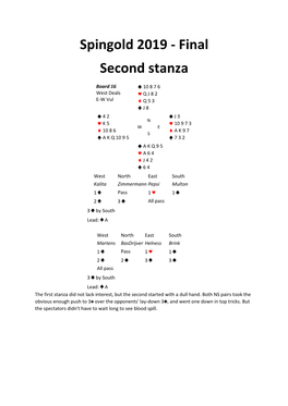 Spingold 2019 - Final Second Stanza