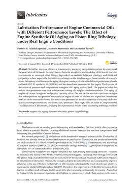 Lubrication Performance of Engine Commercial Oils with Different