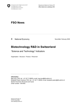 FSO News Biotechnology R&D in Switzerland