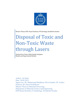 Disposal of Toxic and Non-Toxic Waste Through Lasers