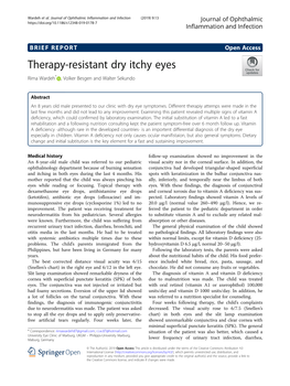Therapy-Resistant Dry Itchy Eyes Rima Wardeh* , Volker Besgen and Walter Sekundo