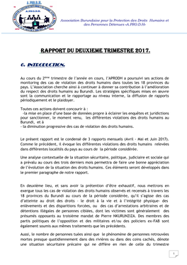 Rapport Du DEUXIEME Trimestre 2017