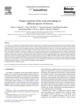 Unique Responses of the Avian Macrophage to Different Species of Eimeria Rami A