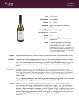 Kobal Furmint Classification