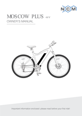 NCM Moscow Plus Owners Manual