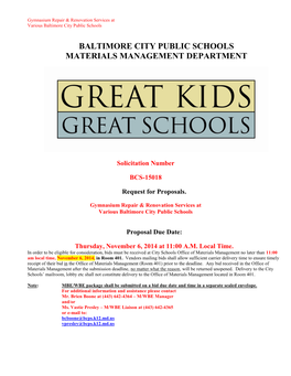 Baltimore City Public Schools Materials Management Department