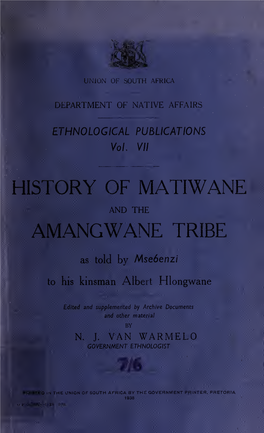 History of Matiwane and the Amangwane Tribe