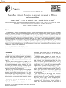 Secondary Ettringite Formation in Concrete Subjected to Different Curing Conditions