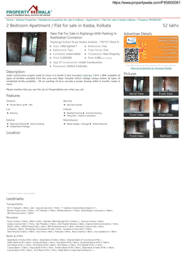 2 Bedroom Apartment / Flat for Sale in Kasba, Kolkata (P85800081