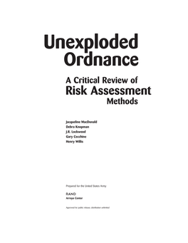 Unexploded Ordnance a Critical Review of Risk Assessment Methods