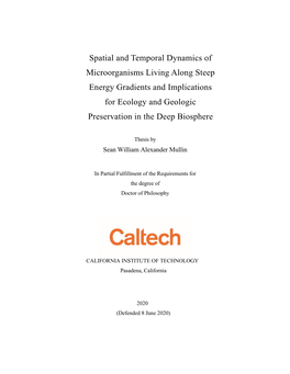 Spatial and Temporal Dynamics of Microorganisms Living Along Steep Energy Gradients and Implications for Ecology and Geologic Preservation in the Deep Biosphere