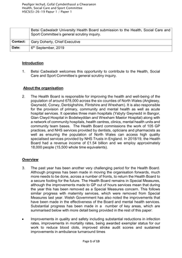 Paper 1: Betsi Cadwaladr University Health Board