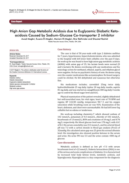 High Anion Gap Metabolic Acidosis Due to Euglycemic Diabetic Keto