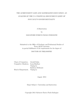 The Achievement Gaps and Mathematics Education: an Analysis of the U.S