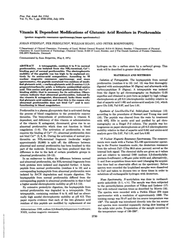 Vitamin K Dependent Modifications of Glutamic Acid Residues In