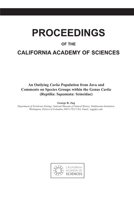 Proceedings of the California Academy of Sciences