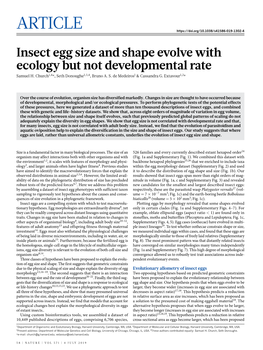 Insect Egg Size and Shape Evolve with Ecology but Not Developmental Rate Samuel H