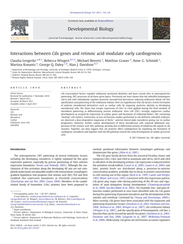 Interactions Between Cdx Genes and Retinoic Acid Modulate Early Cardiogenesis