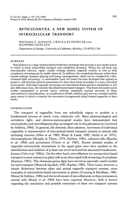 Reticulomyxa: a New Model System of Intracellular Transport