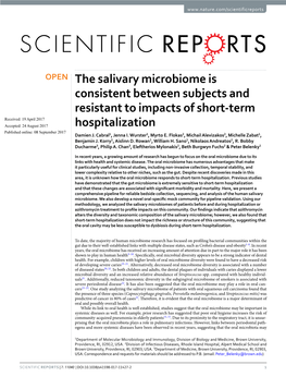 The Salivary Microbiome Is Consistent Between Subjects