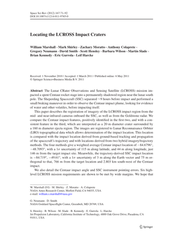 Locating the LCROSS Impact Craters