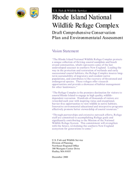 Rhode Island National Wildlife Refuge Complex Draft Comprehensive Conservation Plan and Environmentatal Assessment