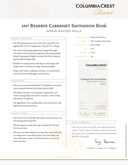 2017 Reserve Cabernet Sauvignon Rosé Horse Heaven Hills