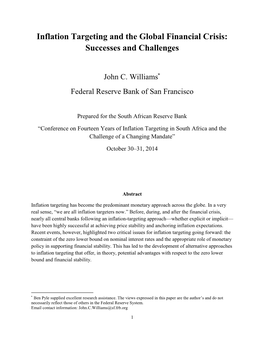 Inflation Targeting and the Global Financial Crisis: Successes and Challenges