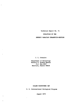 Evolution of the Endemic Hawaiian Cerambycid-Beetles