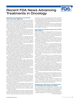 Recent FDA News Advancing Treatments in Oncology