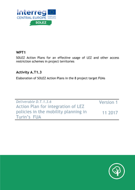 Action Plan for Integration of LEZ Policies in the Mobility Planning in 11 2017 Turin’S FUA