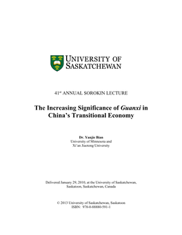 The Increasing Significance of Guanxi in China's Transitional Economy