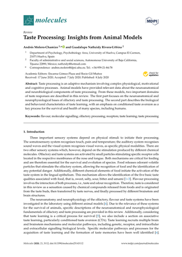 Taste Processing: Insights from Animal Models