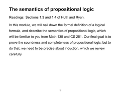 The Semantics of Propositional Logic