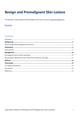 Benign and Premalignent Skin Lesions