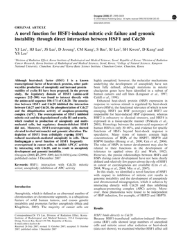 A Novel Function for HSF1-Induced Mitotic Exit Failure and Genomic Instability Through Direct Interaction Between HSF1 and Cdc20