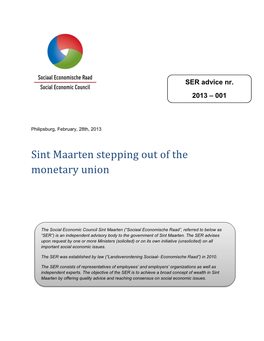 Sint Maarten Stepping out of the Monetary Union