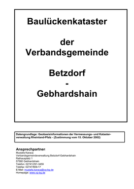 Baulückenkataster Der Verbandsgemeinde Betzdorf