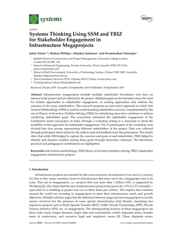 Systems Thinking Using SSM and TRIZ for Stakeholder Engagement in Infrastructure Megaprojects