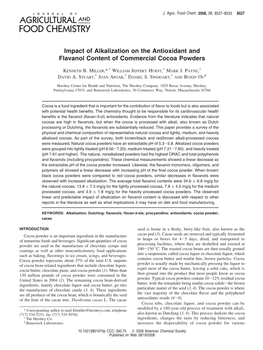 Impact of Alkalization on the Antioxidant and Flavanol Content of Commercial Cocoa Powders