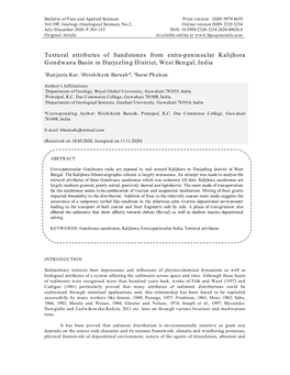 Textural Attributes of Sandstones from Extra-Peninsular Kalijhora Gondwana Basin in Darjeeling District, West Bengal, India